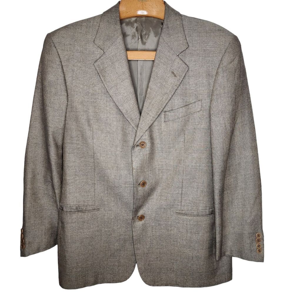 Valentino Men's 42R Brandy Glen Plaid Silk Wool 3 Button Blazer Sport Coat Italy - Picture 2 of 10